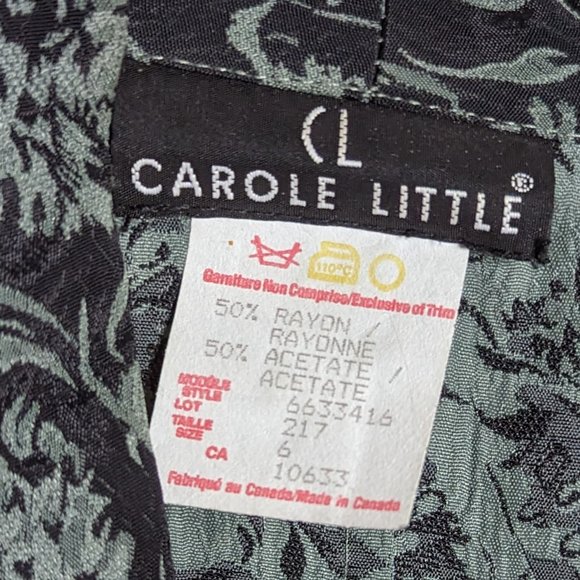 Vintage Carole Little green and black floral pattern lightweight blazer - Picture 4 of 5
